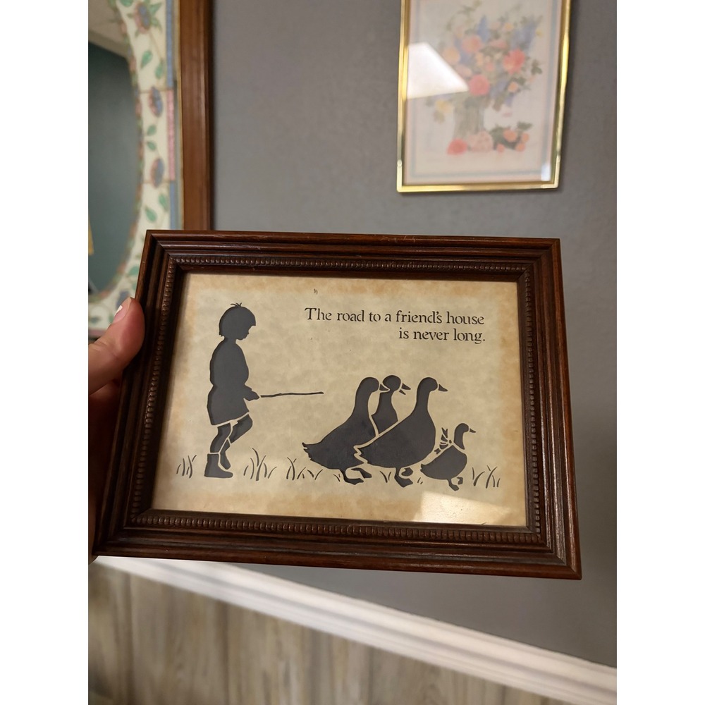 Vintage Figi Graphics Country Cuts Silhouette Duck Folk Art Framed Wall Decor